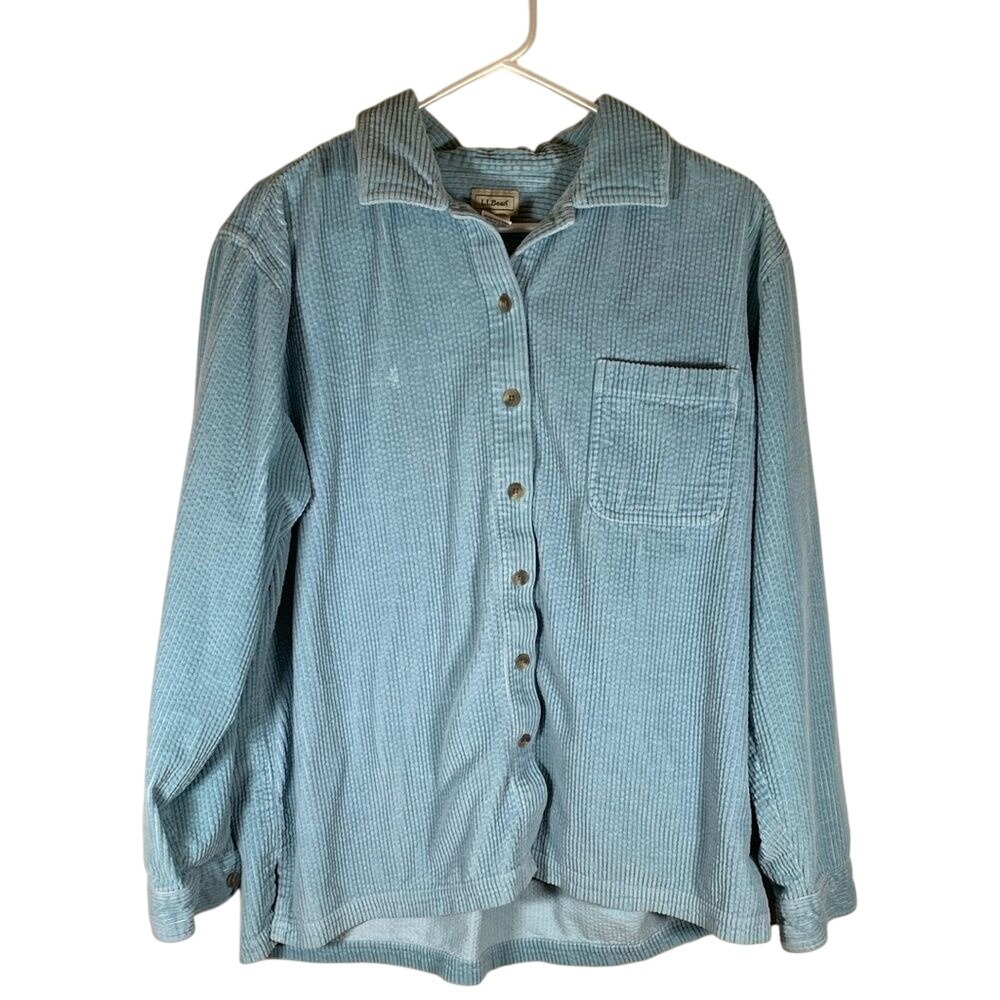 Vintage LL Bean Size L Wide‎ Whale Corduroy Button Front Shirt size XL